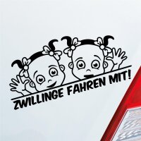 Autoaufkleber Zwillinge fahren mit!  ca. 29x13cm