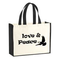 Jutetasche Love & Peace  21 Liter Black