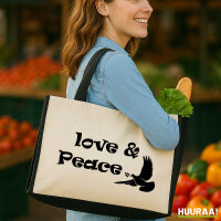 Jutetasche Love & Peace  21 Liter Black