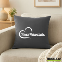 Sofakissen Beste Patentante Herz 40x40cm mit Füllung Steel Grey
