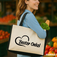 Jutetasche Bester Onkel Herz 21 Liter Black