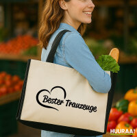 Jutetasche Bester Trauzeuge Herz 21 Liter Black