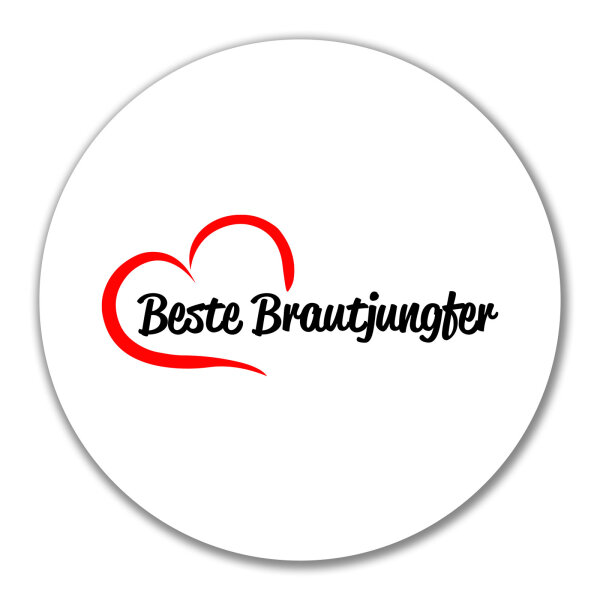Aufkleber Beste Brautjungfer Herz 10cm Sticker