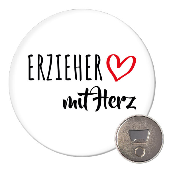 Magnet Erzieher mit Herz 59mm Kühlschrankmagnet Flaschenöffner