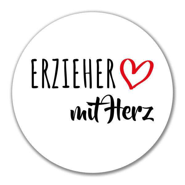 Aufkleber Erzieher mit Herz 10cm Sticker