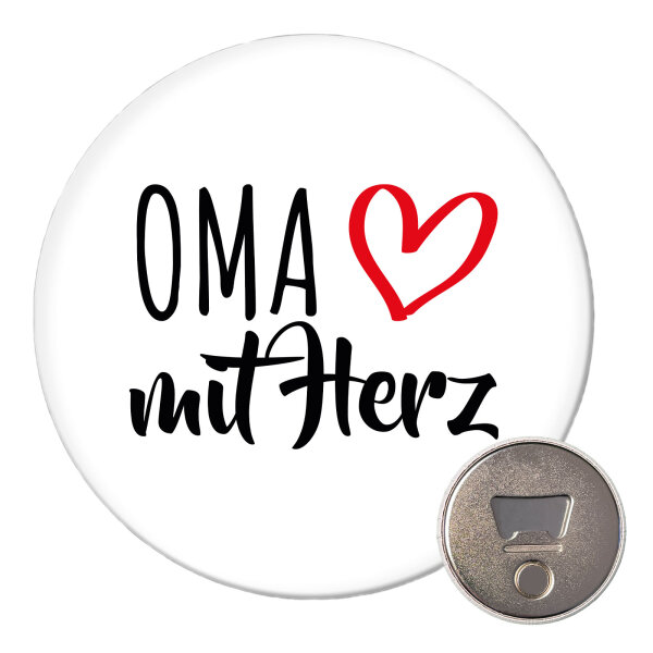 Magnet Oma mit Herz 59mm Kühlschrankmagnet Flaschenöffner