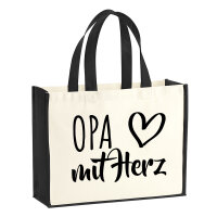 Jutetasche Opa mit Herz 21 Liter Black