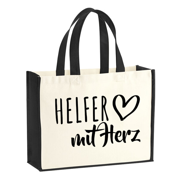 Jutetasche Helfer mit Herz 21 Liter Black