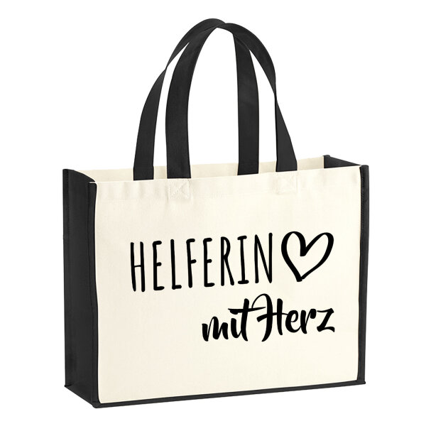 Jutetasche Herferin mit Herz 21 Liter Black