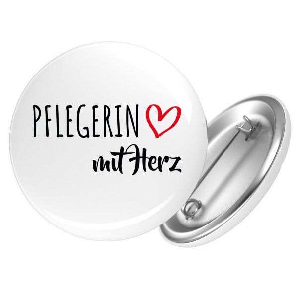 Button Pflegerin mit Herz