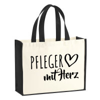Jutetasche Pfleger mit Herz 21 Liter Black