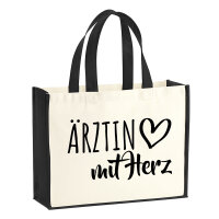 Jutetasche Ärztin mit Herz 21 Liter Black