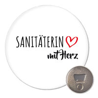 Magnet Sanitäterin mit Herz 59mm Kühlschrankmagnet Flaschenöffner