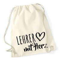 Turnbeutel Lehrer mit Herz 12 Liter