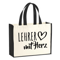 Jutetasche Lehrer mit Herz 21 Liter Black