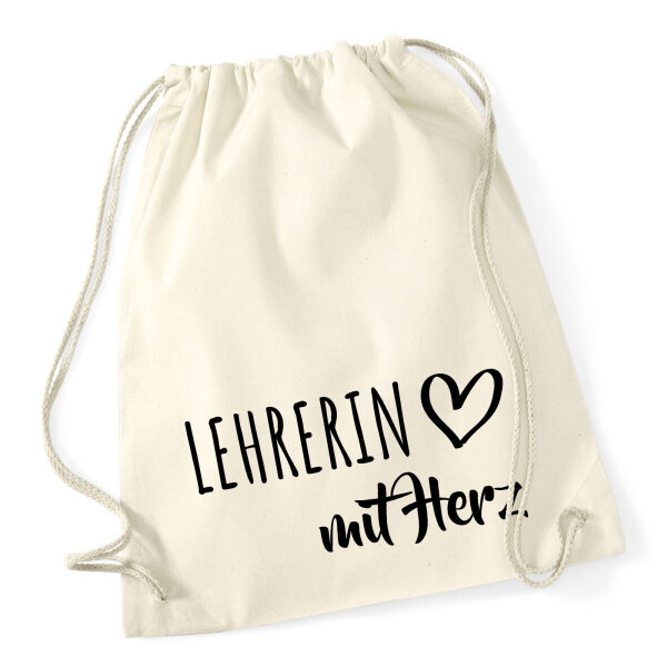 Turnbeutel Lehrerin mit Herz 12 Liter
