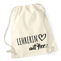 Turnbeutel Lehrerin mit Herz 12 Liter