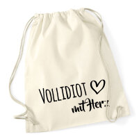 Turnbeutel Vollidiot mit Herz 12 Liter
