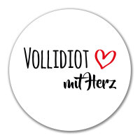 Aufkleber Vollidiot mit Herz 10cm Sticker