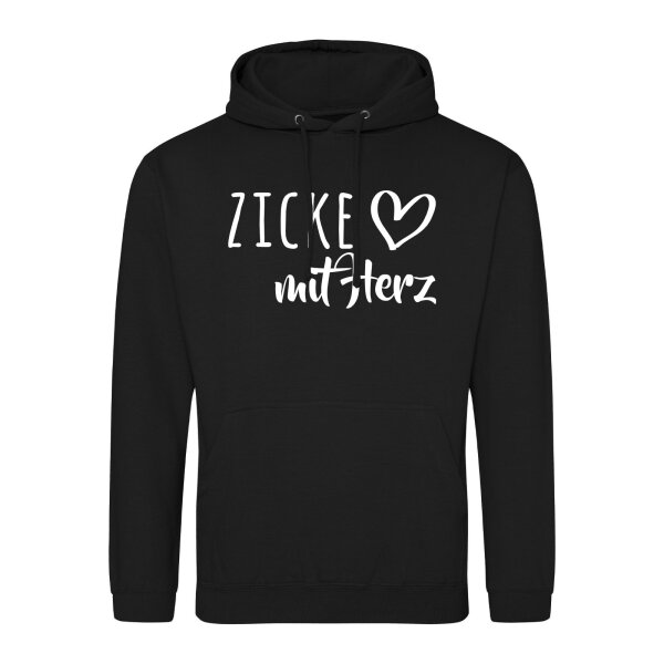 Unisex Hoodie Zicke mit Herz Größe S-3XL
