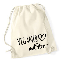 Turnbeutel Veganer mit Herz 12 Liter