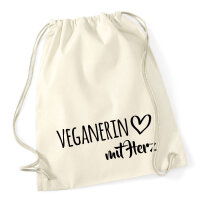 Turnbeutel Veganierin mit Herz 12 Liter