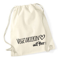 Turnbeutel Vegetarierin mit Herz 12 Liter
