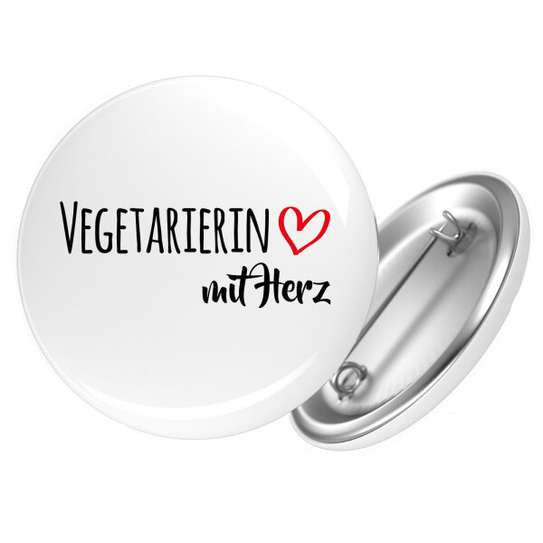 Button Vegetarierin mit Herz