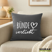 Sofakissen Bünde verliebt 40x40cm mit Füllung Steel Grey