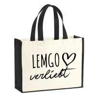 Jutetasche Lemgo verliebt 21 Liter Black