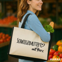 Jutetasche Schwiegermutter mit Herz 21 Liter Black