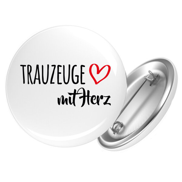 Button Trauzeuge mit Herz Größe 25mm