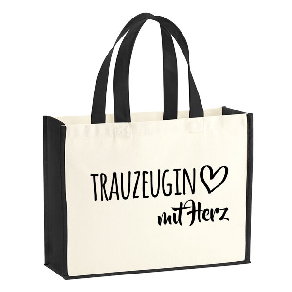 Jutetasche Trauzeugin mit Herz 21 Liter Black