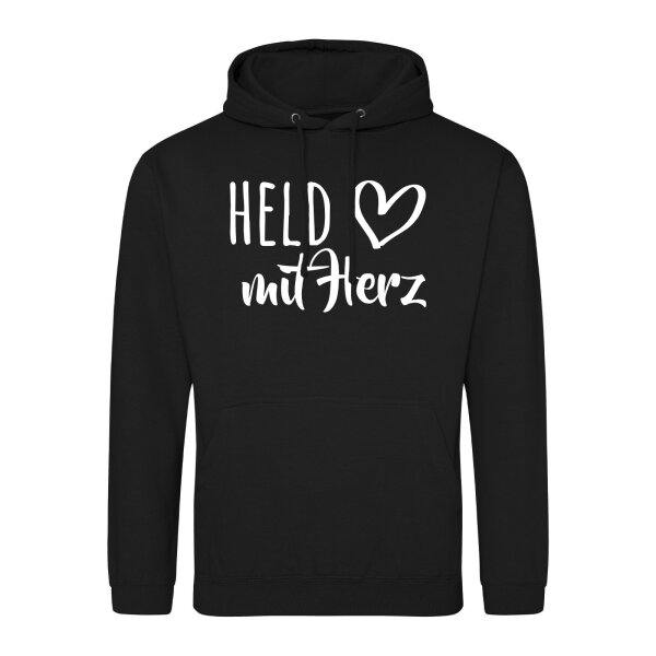 Unisex Hoodie Held mit Herz Größe S-3XL