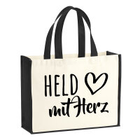 Jutetasche Held mit Herz 21 Liter Black