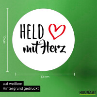 Aufkleber Held mit Herz 10cm Sticker