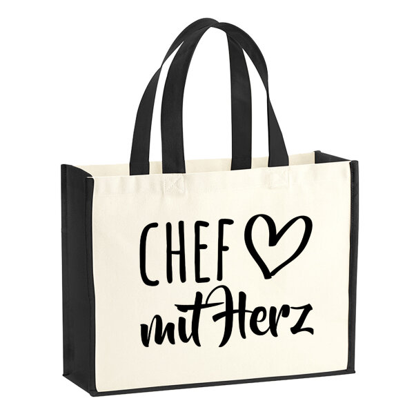 Jutetasche Chef mit Herz 21 Liter Black