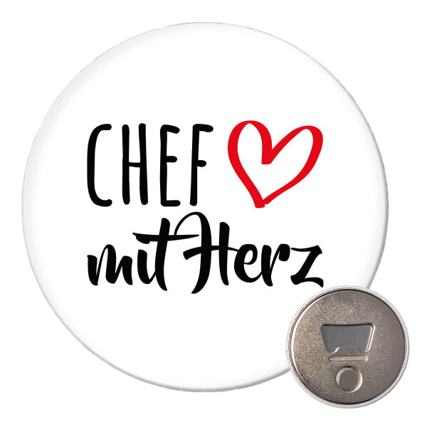 Magnet Chef mit Herz 59mm Kühlschrankmagnet Flaschenöffner