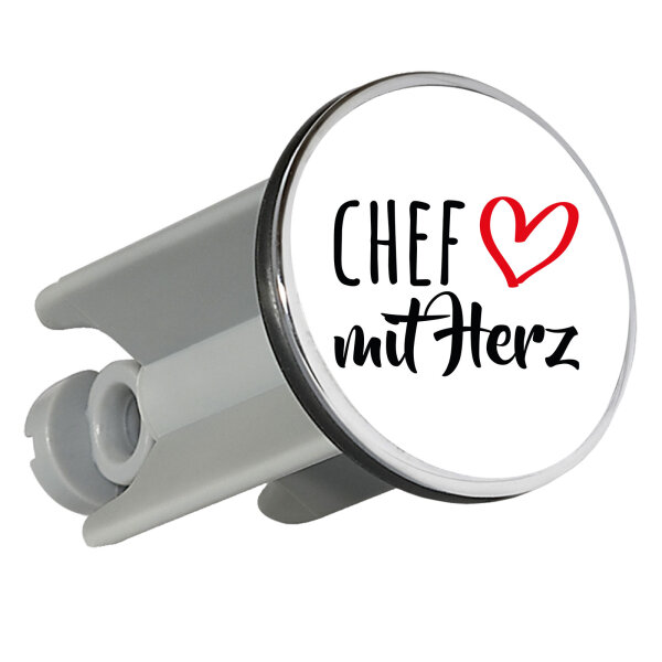 Waschbeckenstöpsel Chef mit Herz 4cm Abflussstopfen