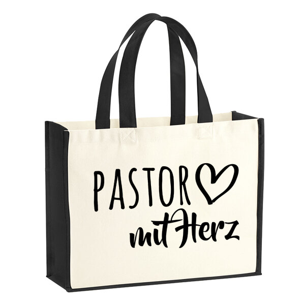 Jutetasche Pastor mit Herz 21 Liter Black