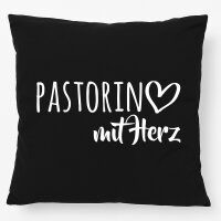 Kissen Pastorin mit Herz 40x40cm