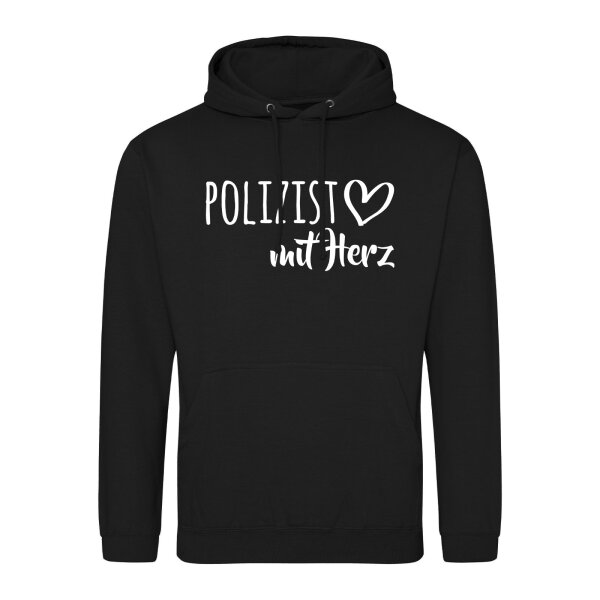 Unisex Hoodie Polizist mit Herz Größe S-3XL