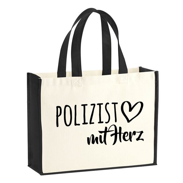 Jutetasche Polizist mit Herz 21 Liter Black