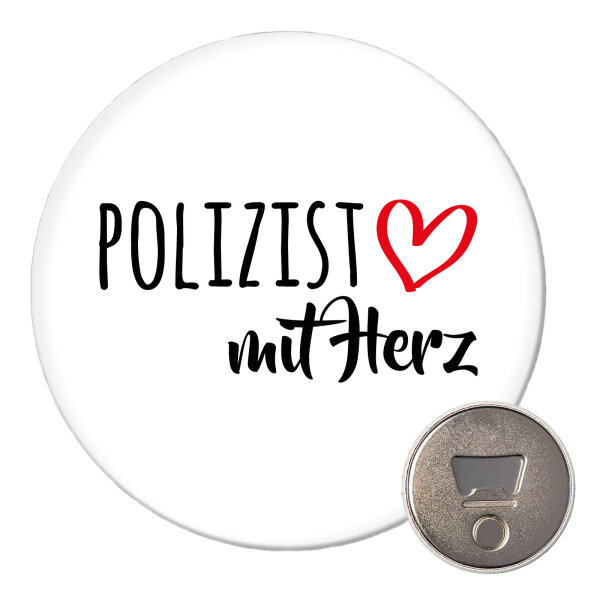 Magnet Polizist mit Herz 59mm Kühlschrankmagnet Flaschenöffner