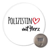 Magnet Polizistin mit Herz 59mm Kühlschrankmagnet Flaschenöffner