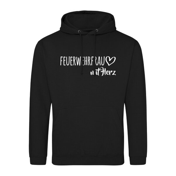 Unisex Hoodie Feuerwehrfrau mit Herz Größe S-3XL