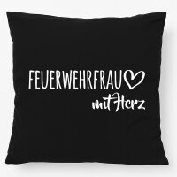 Kissen Feuerwehrfrau mit Herz 40x40cm