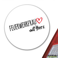 Aufkleber Feuerwehrfrau mit Herz 10cm Sticker