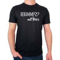 Herren T-Shirt Hebamme mit Herz Größe S-3XL
