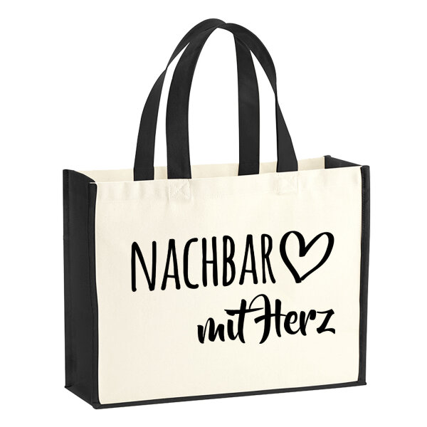 Jutetasche Nachbar mit Herz 21 Liter Black